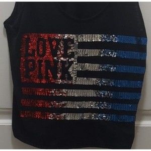 Victoria's secret PINK sz M tank top shirt Black Flag women's